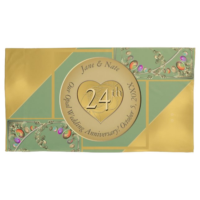 Housse D'oreillers Pillowcase du 24e anniversaire d'Opal (devant-gauche)