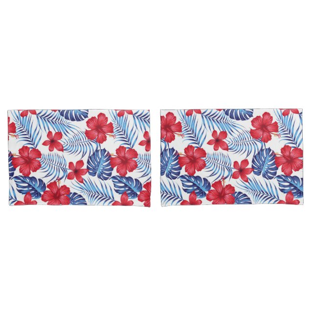 Housse D'oreillers Pillowcase Feuille à fleurs tropicales (devant-Set)