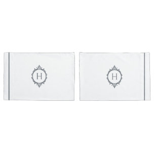 Housse D'oreillers Pillowcase monographique en gris et blanc de Chels
