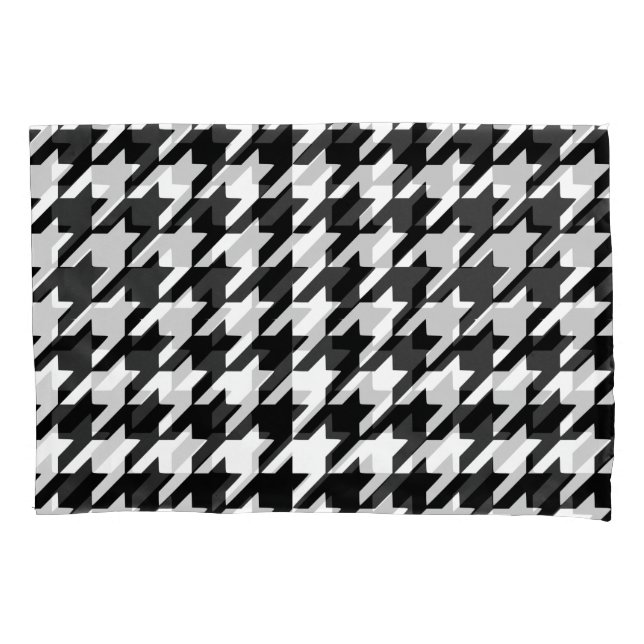 Housse D'oreillers Pillowcase noir de Houndstooth (devant)