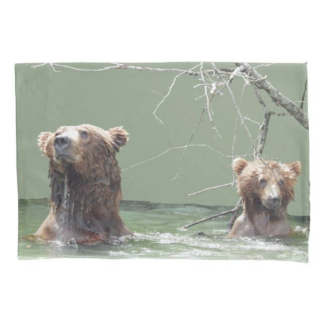 Housse D'oreillers Pillowcase simple, taille standard avec ours grizz (devant)