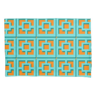 Housse D'oreillers Pillowcase Turquoise et Orange Trellis