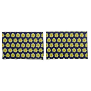 Housse D'oreillers Pillowcases - Jaune Daisée sur le ciel de minuit