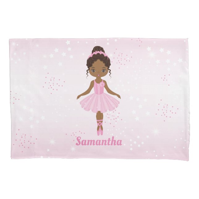 Housse D'oreillers Pilote Ballerina rose Tutu afro-américaine (devant)