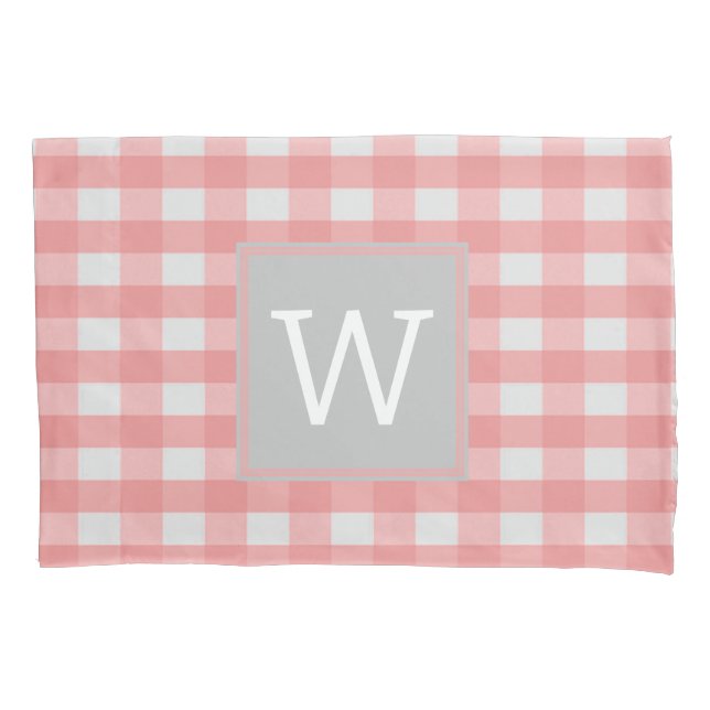 Housse D'oreillers Pilote Monogramme Pink Buffalo Plaid (devant)