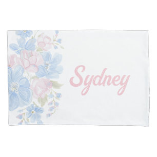 Housse D'oreillers Pink and Blue Grandmillennial Reversible Name