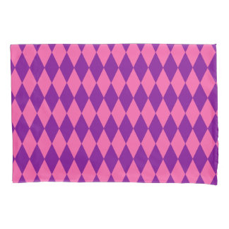Housse D'oreillers Pink and Purple Harlequin Checkered Design