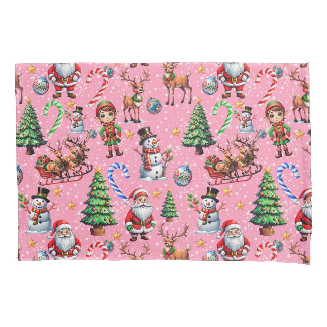 Housse D'oreillers Pink Background Christmas Decorative Pattern (devant)