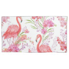 Pink Flamingo motif oreiller blanc