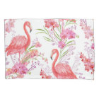 Pink Flamingo motif oreiller blanc