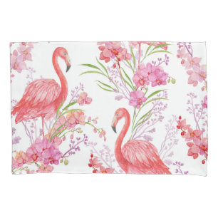 Housse D'oreillers Pink Flamingo motif oreiller blanc
