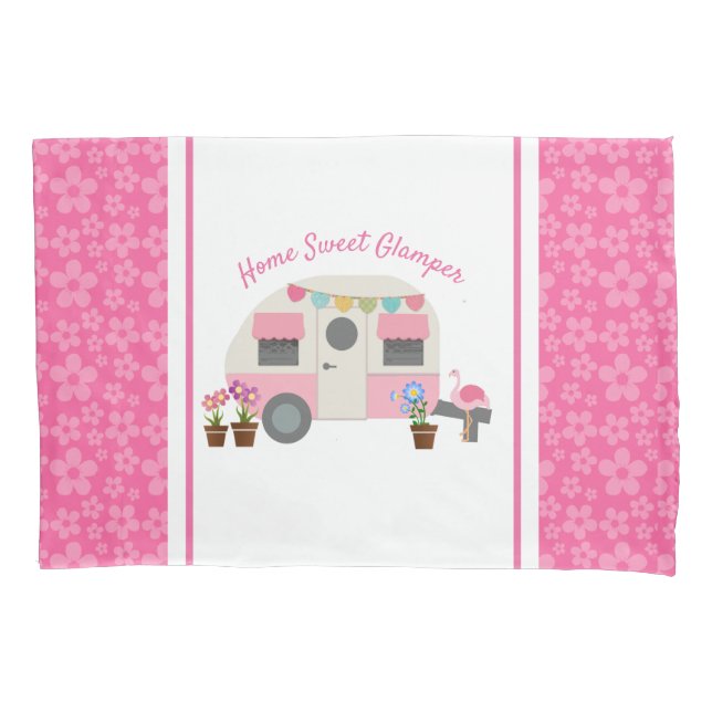 Housse D'oreillers Pink Home Sweet Glamper Pillowcase (devant)