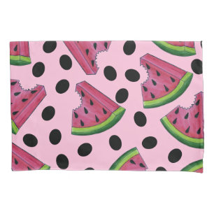 Housse D'oreillers Pink Juicy Watermelon Wedge Graines Fruit
