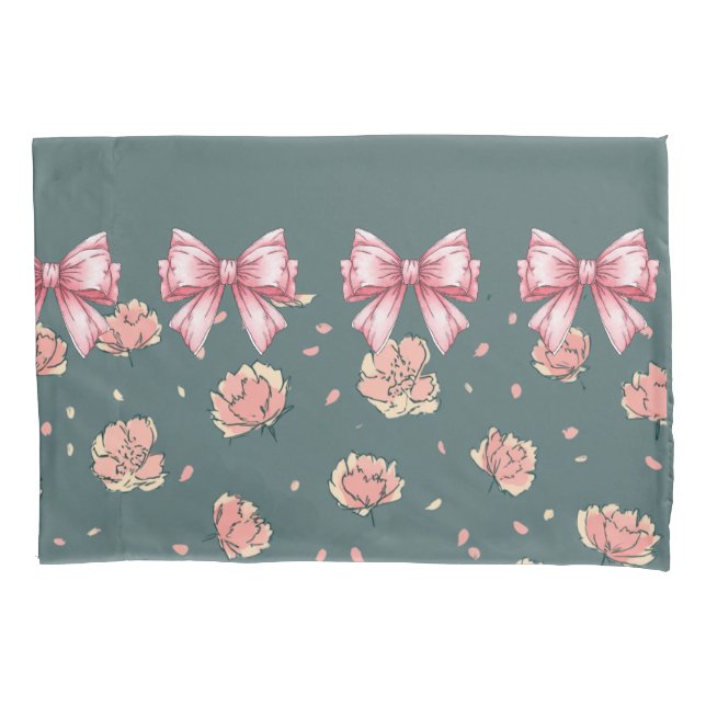 Housse D'oreillers Pink Peony Motif et arc (devant)