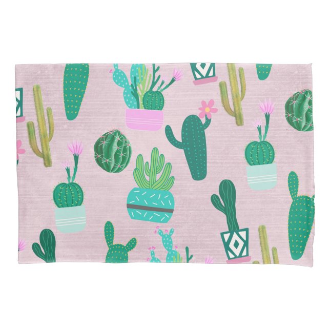 Housse D'oreillers Pink Rustique Sud-Ouest Cactus Plantes (devant)