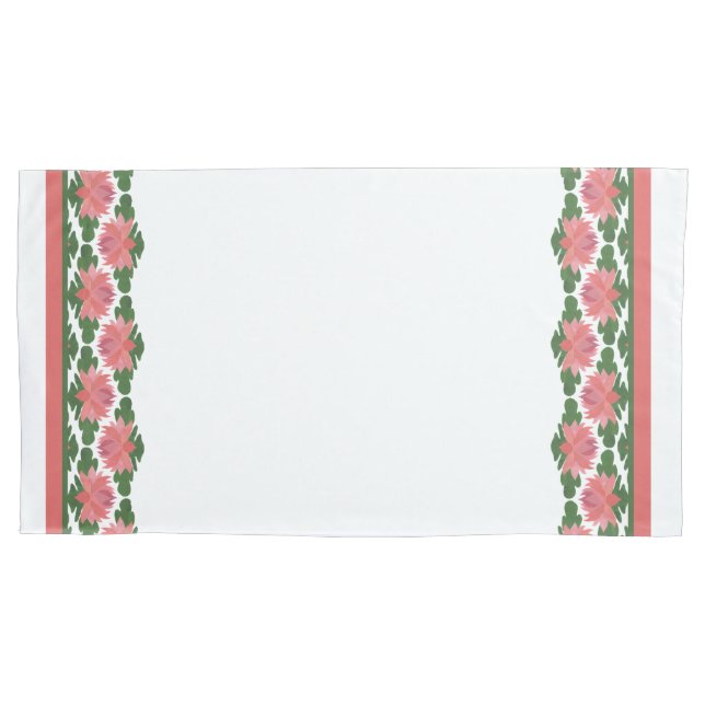 Housse D'oreillers Pink Water Lys Bordé sur Blanc pour Customiser (devant-gauche)