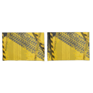 Housse D'oreillers Piste noire trace jaune
