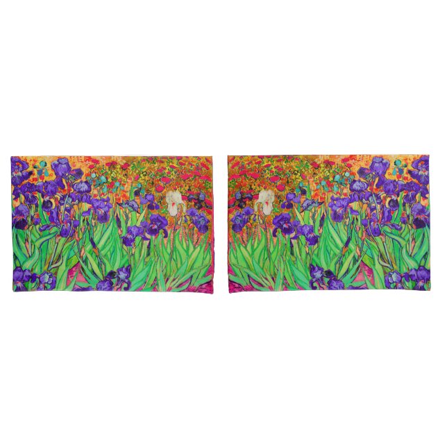 Housse D'oreillers PixDezines Van Gogh Irises/Purple/St. Remy (devant-Set)