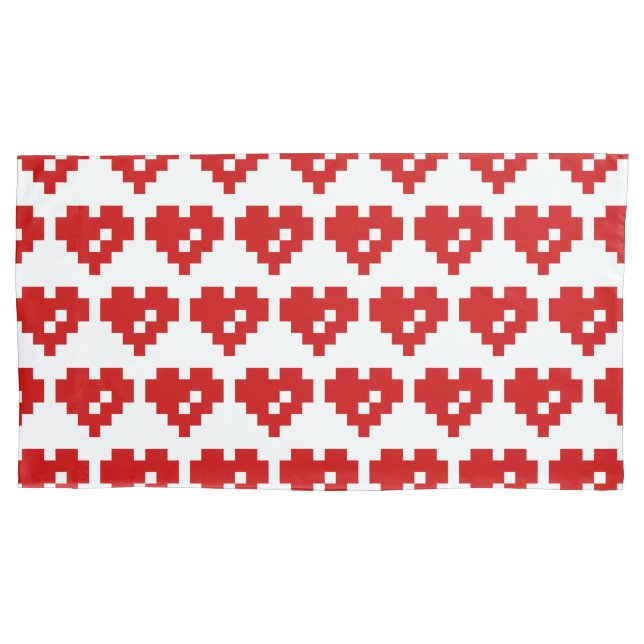 Housse D'oreillers Pixel Coeur 8 bits Amour (devant-gauche)