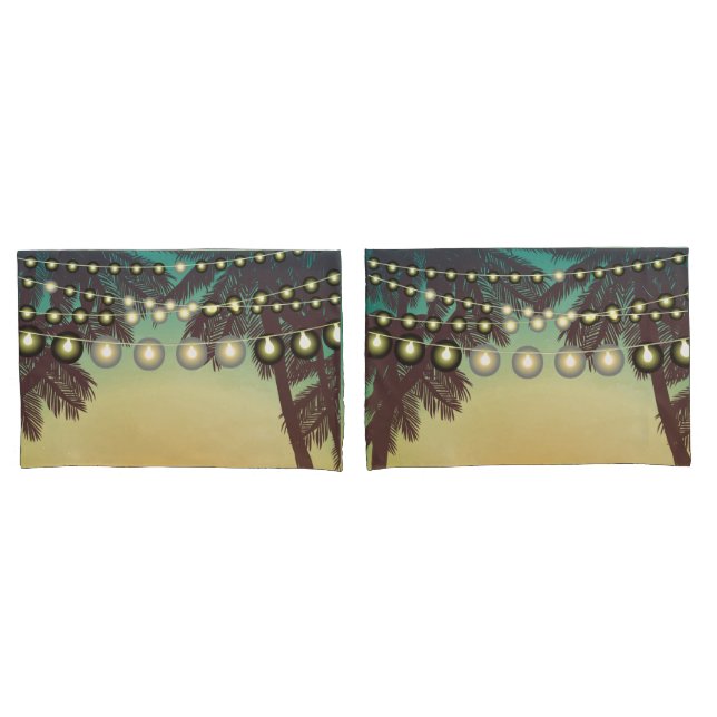 Housse D'oreillers Plage coussin Coque Coucher de soleil Palmiers Arb (devant-Set)