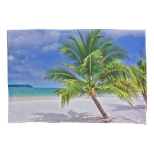 Housse D'oreillers Plage de l'île tropicale de Palm Tree