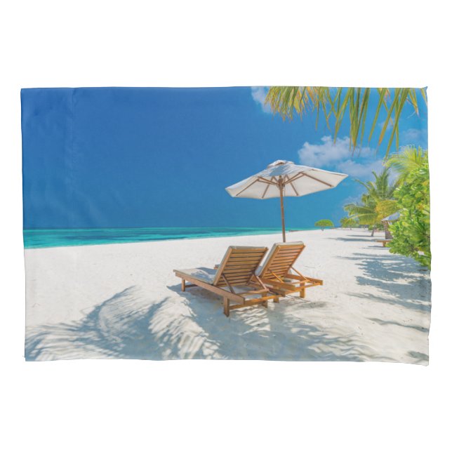 Housse D'oreillers Plages tropicales | Plage de chaises longues Bora  (devant)