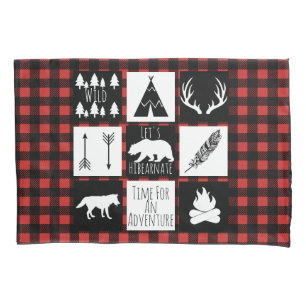 Housse D'oreillers Plaid de Buffalo Check Wilderness & Animaux Rustiq