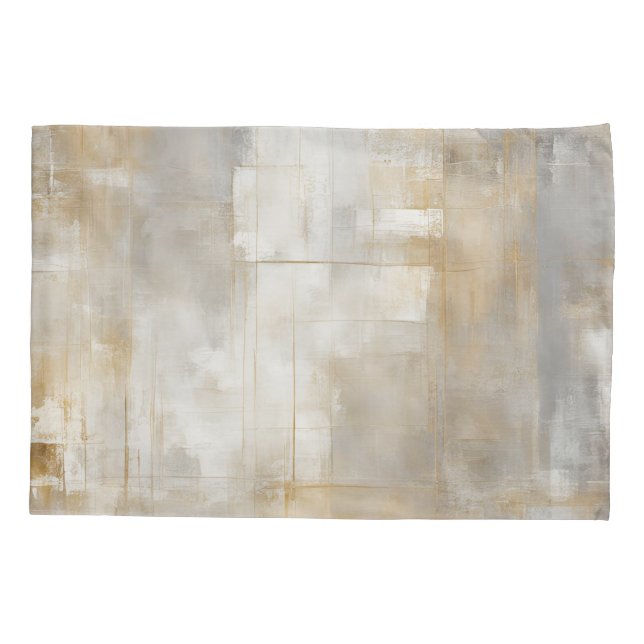 Housse D'oreillers Plaid en or gris neutre (Dos-gauche)