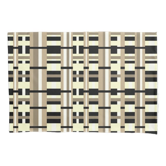 Housse D'oreillers Plaid en Taupe, Tan, noir, blanc (devant-gauche)