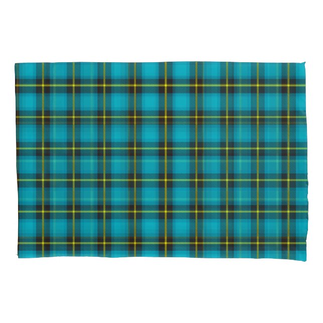 Housse D'oreillers Plaid Tartan bleu noir Jaune Motif tendance (devant)