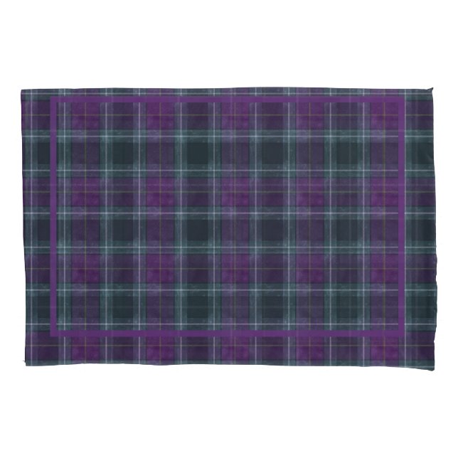 Housse D'oreillers Plaid violet et vert (devant-gauche)