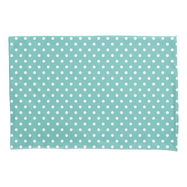Housse D'oreillers Point Polka Turquoise Et Blanc Simple  (devant)