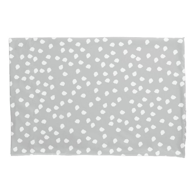 Housse D'oreillers Pointe Polka minimale gris et blanc (devant)