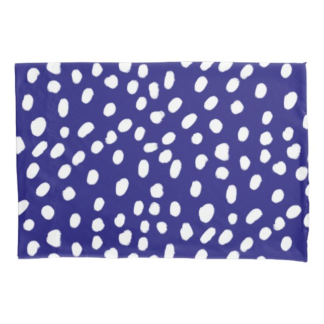Housse D'oreillers Points blancs bleu foncé (devant-gauche)