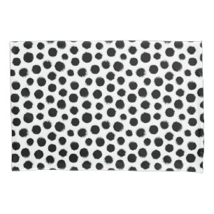 Housse D'oreillers Points d'encre noir et blanc Coque Coussin moderne