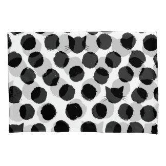 Housse D'oreillers Pois avec Visages de chat : Jouer Vintage.