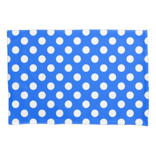 Housse D'oreillers Pois blancs sur bleu royal