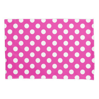 Housse D'oreillers Pois blancs sur fuchsia