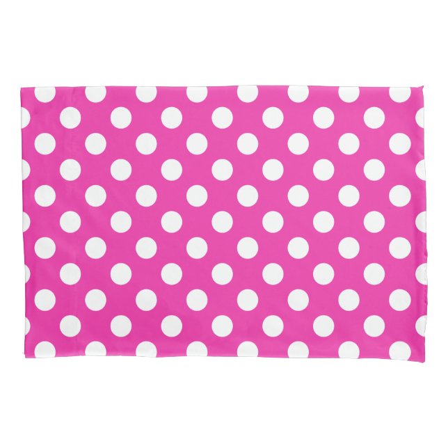 Housse D'oreillers Pois blancs sur fuchsia (devant)
