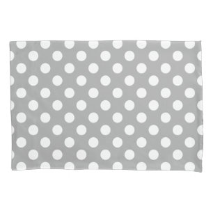 Housse D'oreillers Pois blancs sur gris