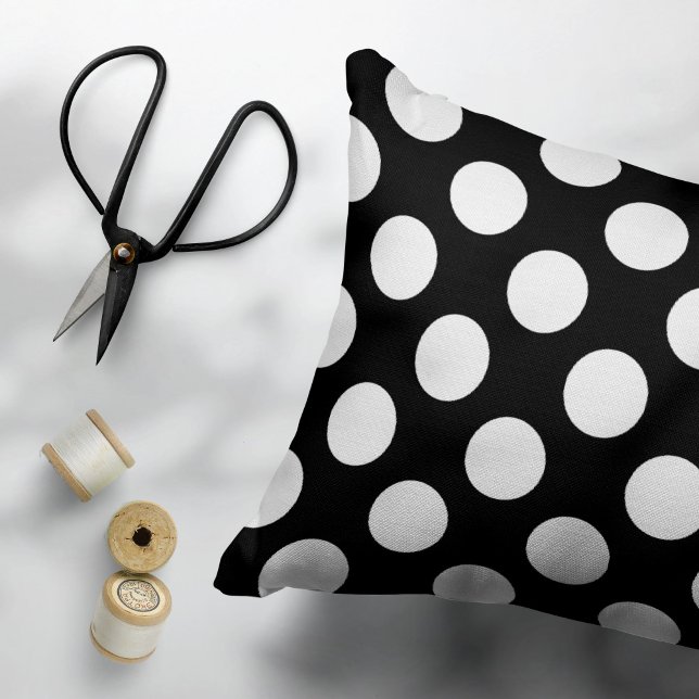 Housse D'oreillers Pois noirs et blancs, Motif Polka (Créateur téléchargé)