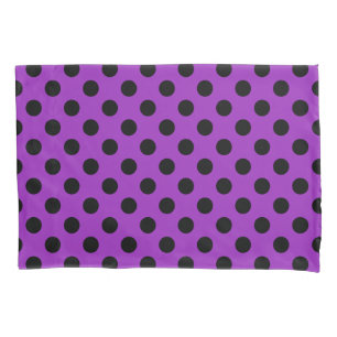 Housse D'oreillers Pois noirs sur violet