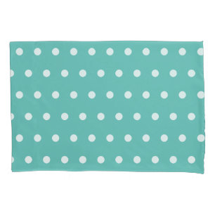 Housse D'oreillers Polka Dot Etui-Pilote Réversible (Aqua & White)