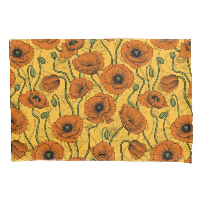 Housse D'oreillers Poppies orange (devant-gauche)