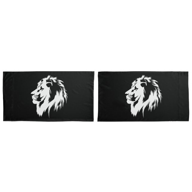 Housse D'oreillers Portrait de Lion (blanc) (devant-Set)