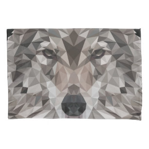 Housse D'oreillers Portrait géométrique Wolf Lone