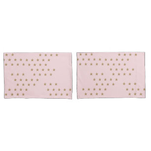 Housse D'oreillers Pouf Motif Soft Pink et Gold Star pour Nursery