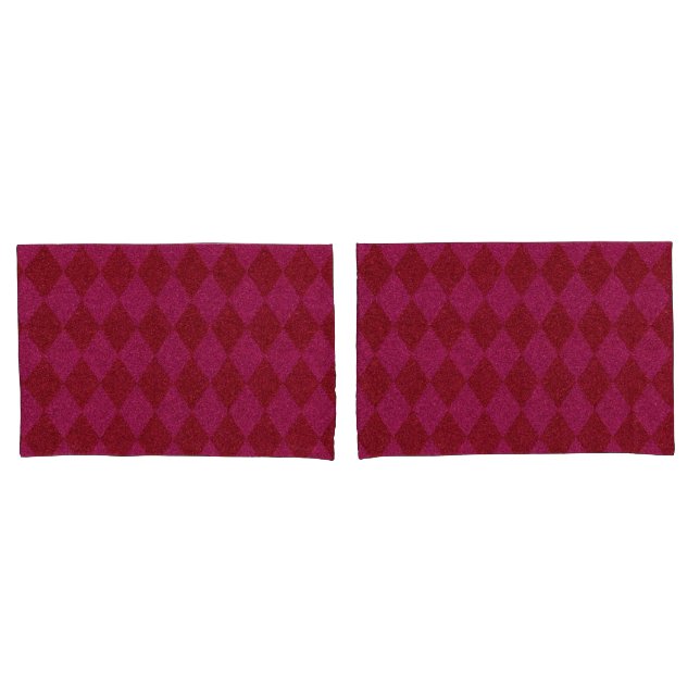 Housse D'oreillers Pouf Pailleté Diamant Rose et Rouge (devant-Set)