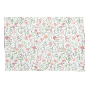 Housse D'oreillers Prairie de fleurs sauvages coquette rose