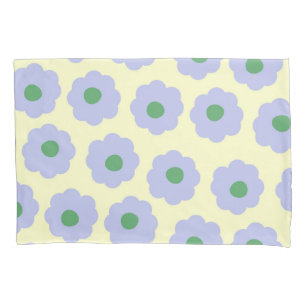 Housse D'oreillers Preppy Blue Green mignonne Hippie Flower Motif